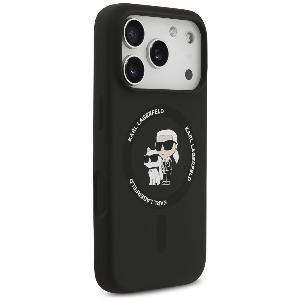 Husa MagSafe pentru Apple iPhone 17 Pro, Karl Lagerfeld, Ring Karl & Choupette, Neagra