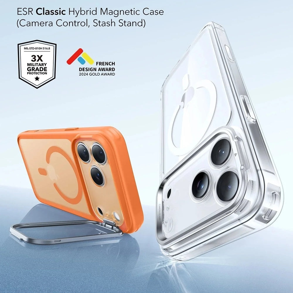 Husa MagSafe pentru Apple iPhone 17 Pro Max, ESR, Classic Hybrid Kickstand, Portocalie Satinata