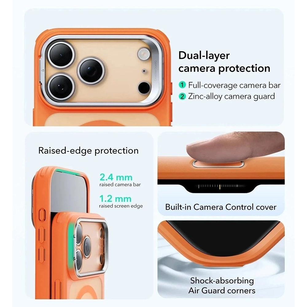 Husa MagSafe pentru Apple iPhone 17 Pro Max, ESR, Classic Hybrid Kickstand, Portocalie Satinata