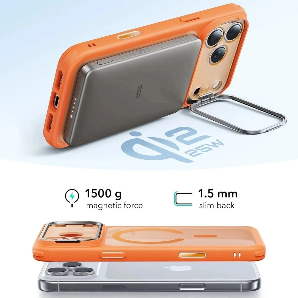 Husa MagSafe pentru Apple iPhone 17 Pro Max, ESR, Classic Hybrid Kickstand, Portocalie Satinata