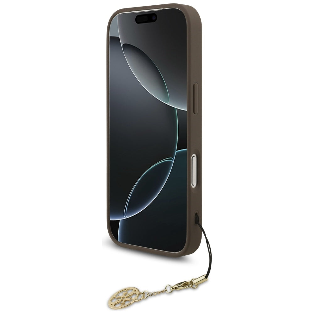 Husa MagSafe pentru Apple iPhone 17 Pro Max, Guess, 4G Charm Cradle, Maro