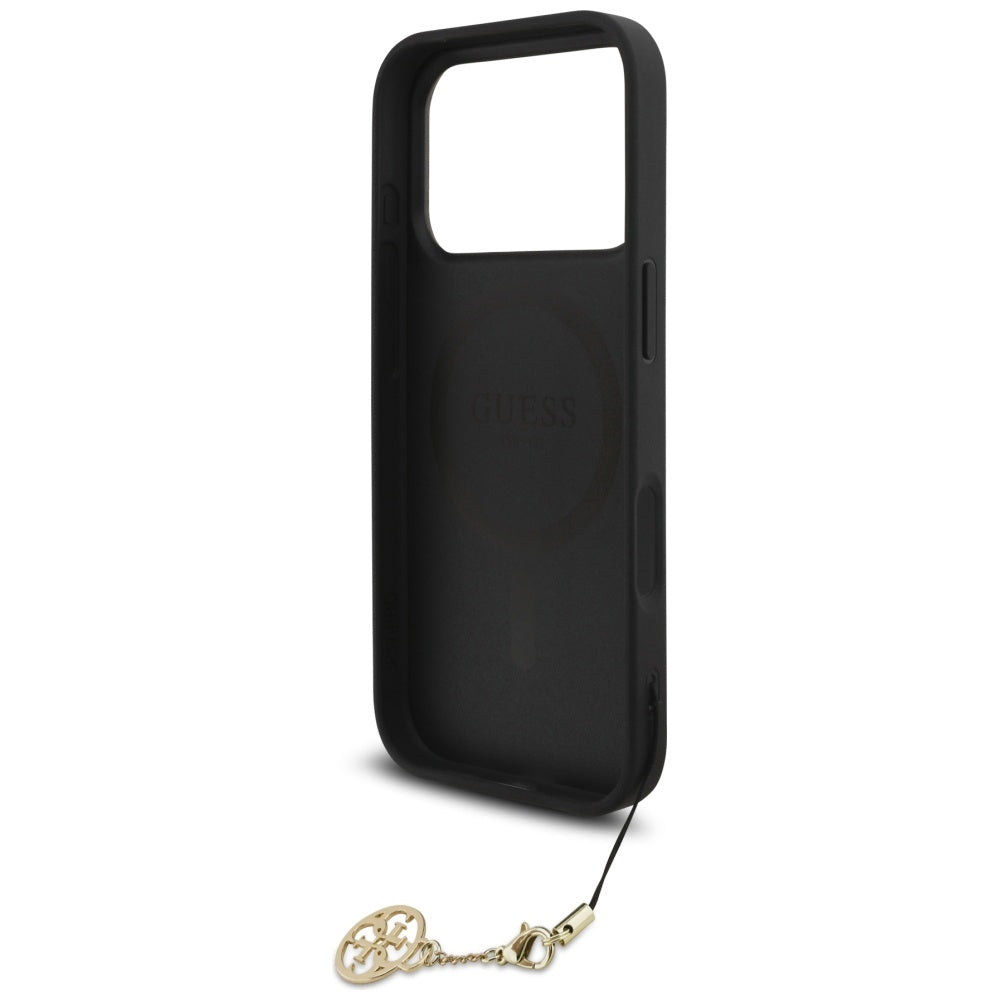 Husa MagSafe pentru Apple iPhone 17 Pro Max, Guess, 4G Charm Cradle, Neagra