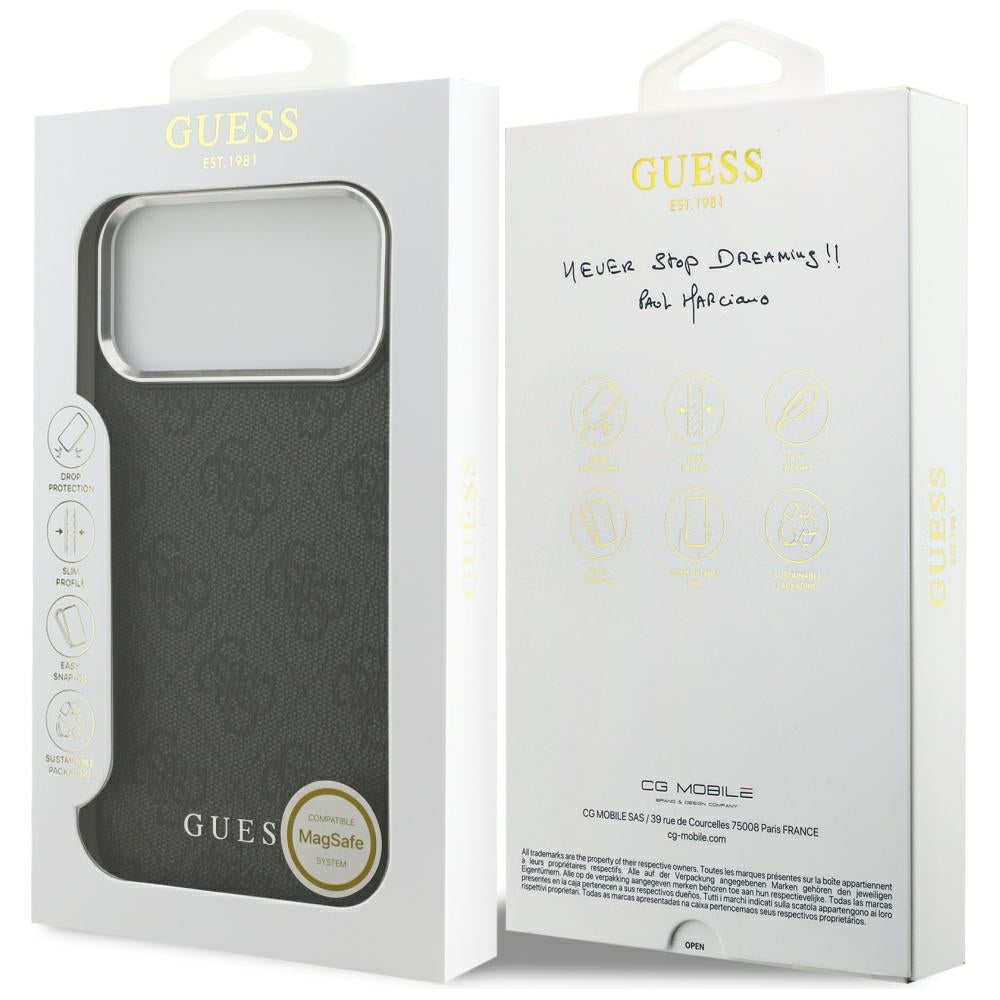Husa MagSafe pentru Apple iPhone 17 Pro Max, Guess, 4G Classic Logo, Neagra