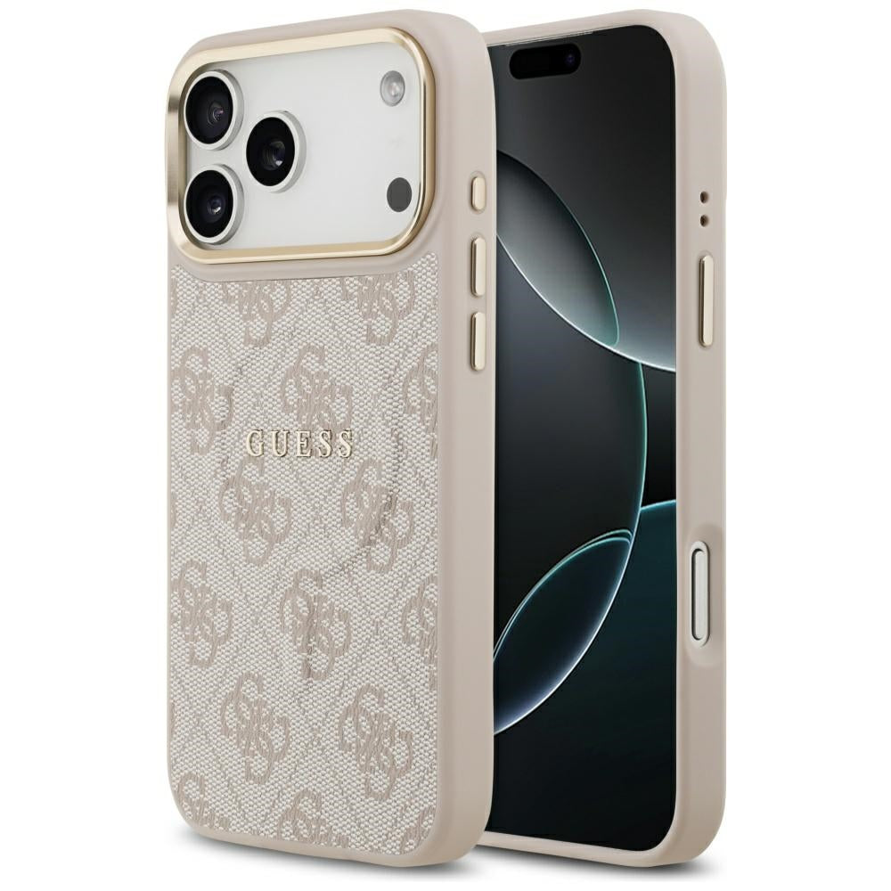 Husa MagSafe pentru Apple iPhone 17 Pro Max, Guess, 4G Classic, Roz