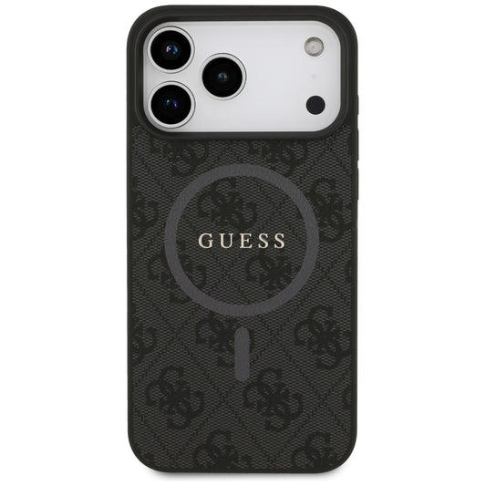 Husa MagSafe pentru Apple iPhone 17 Pro Max, Guess, 4G Ring Classic Logo, Neagra