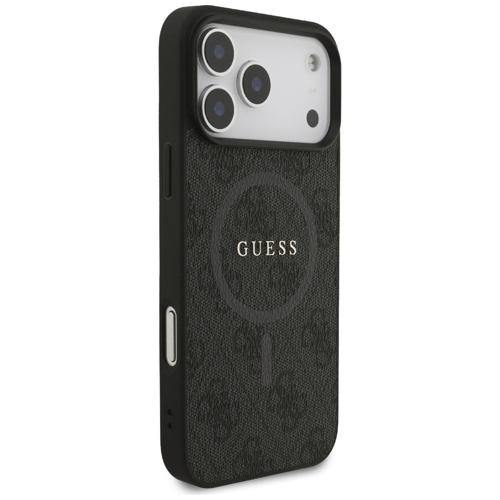 Husa MagSafe pentru Apple iPhone 17 Pro Max, Guess, 4G Ring Classic Logo, Neagra