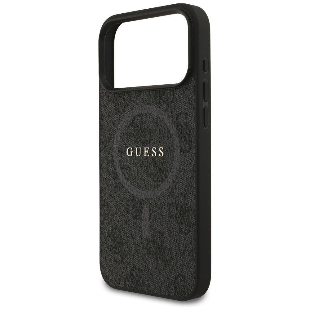 Husa MagSafe pentru Apple iPhone 17 Pro Max, Guess, 4G Ring Classic Logo, Neagra