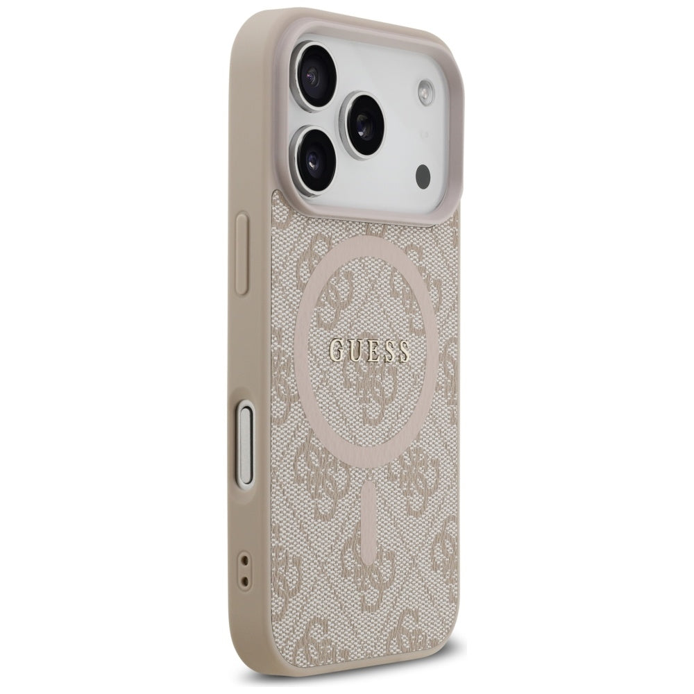 Husa MagSafe pentru Apple iPhone 17 Pro Max, Guess, 4G Ring Classic Logo, Roz