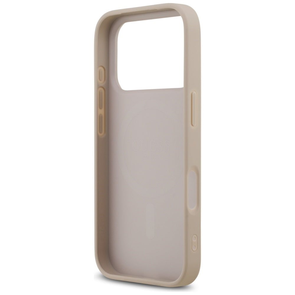 Husa MagSafe pentru Apple iPhone 17 Pro Max, Guess, 4G Ring Classic Logo, Roz