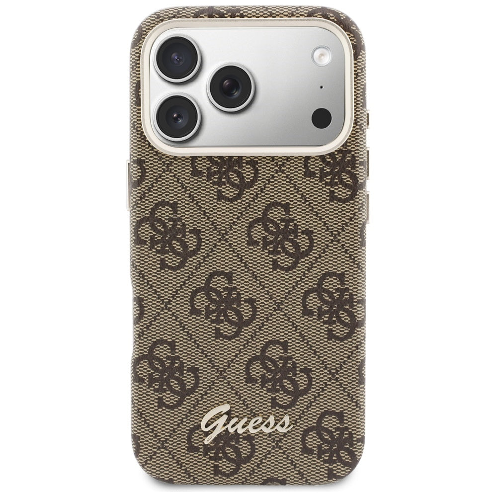 Husa MagSafe pentru Apple iPhone 17 Pro Max, Guess, 4G Script Logo, Maro