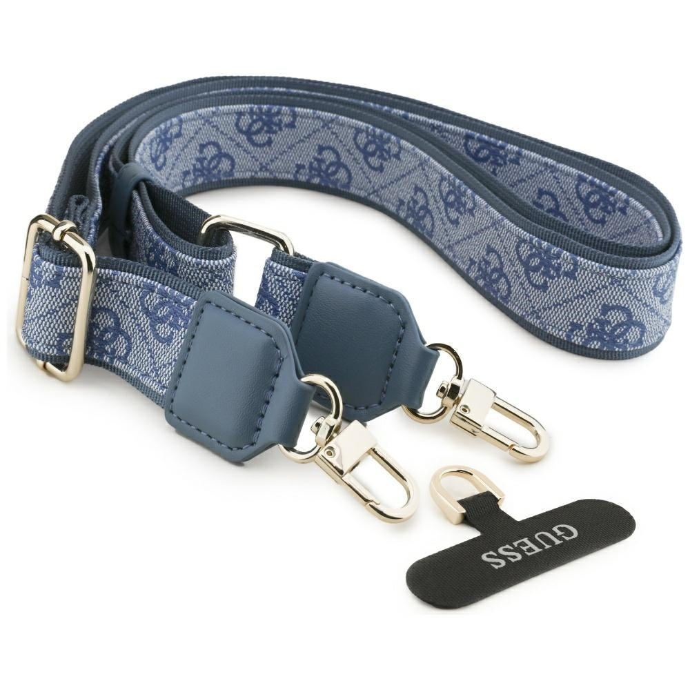 Husa MagSafe pentru Apple iPhone 17 Pro Max, Guess, 4G Strass Logo with Big Strap, Albastra