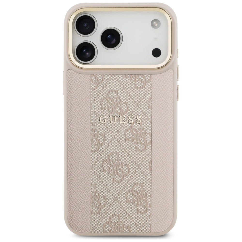 Husa MagSafe pentru Apple iPhone 17 Pro Max, Guess, 4G Stripe, Roz