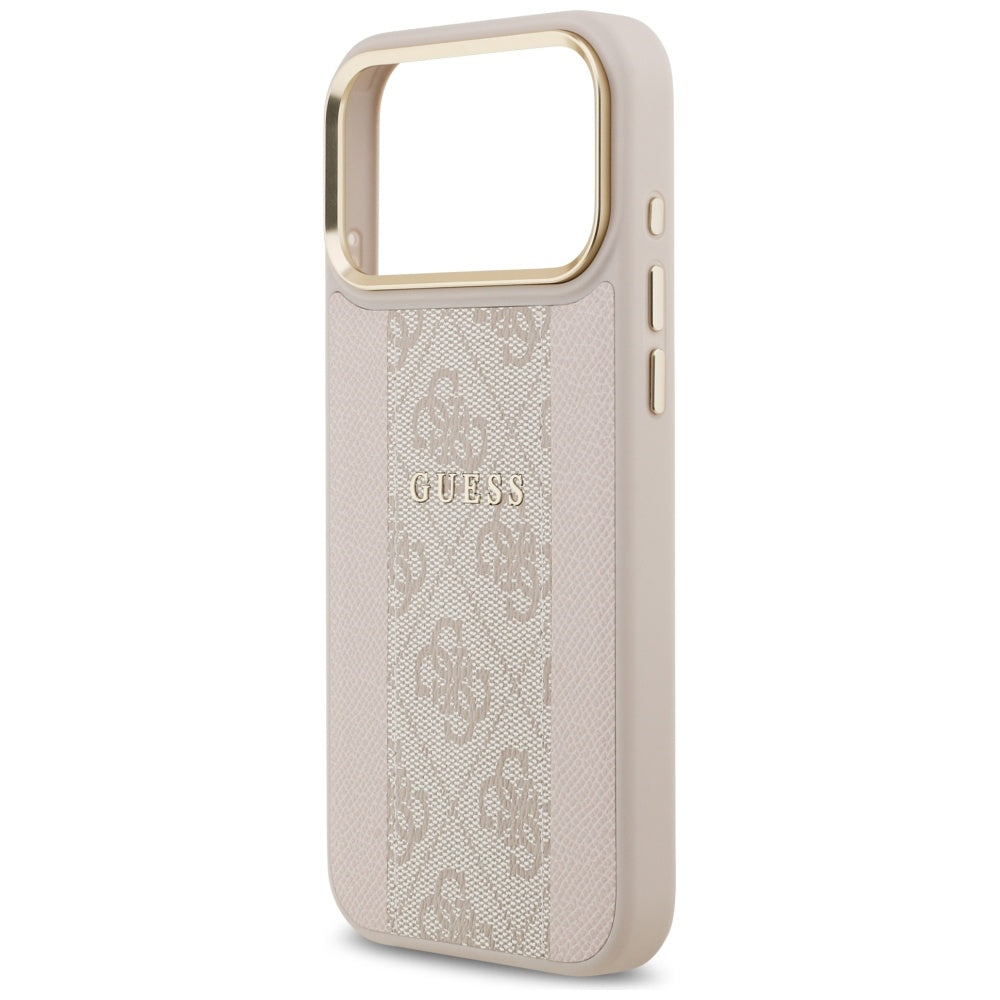 Husa MagSafe pentru Apple iPhone 17 Pro Max, Guess, 4G Stripe, Roz