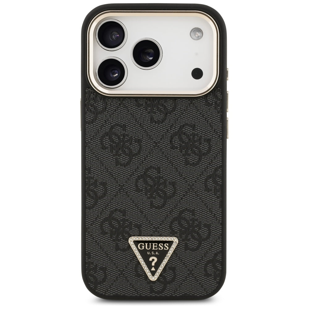 Husa MagSafe pentru Apple iPhone 17 Pro Max, Guess, 4G Triangle Diamond Logo, Neagra