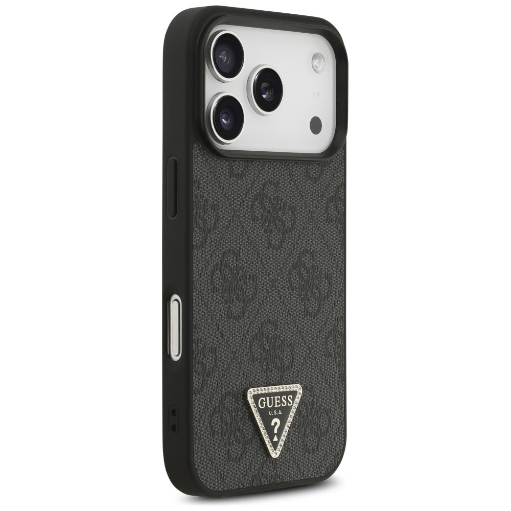 Husa MagSafe pentru Apple iPhone 17 Pro Max, Guess, 4G Triangle Strass, Neagra