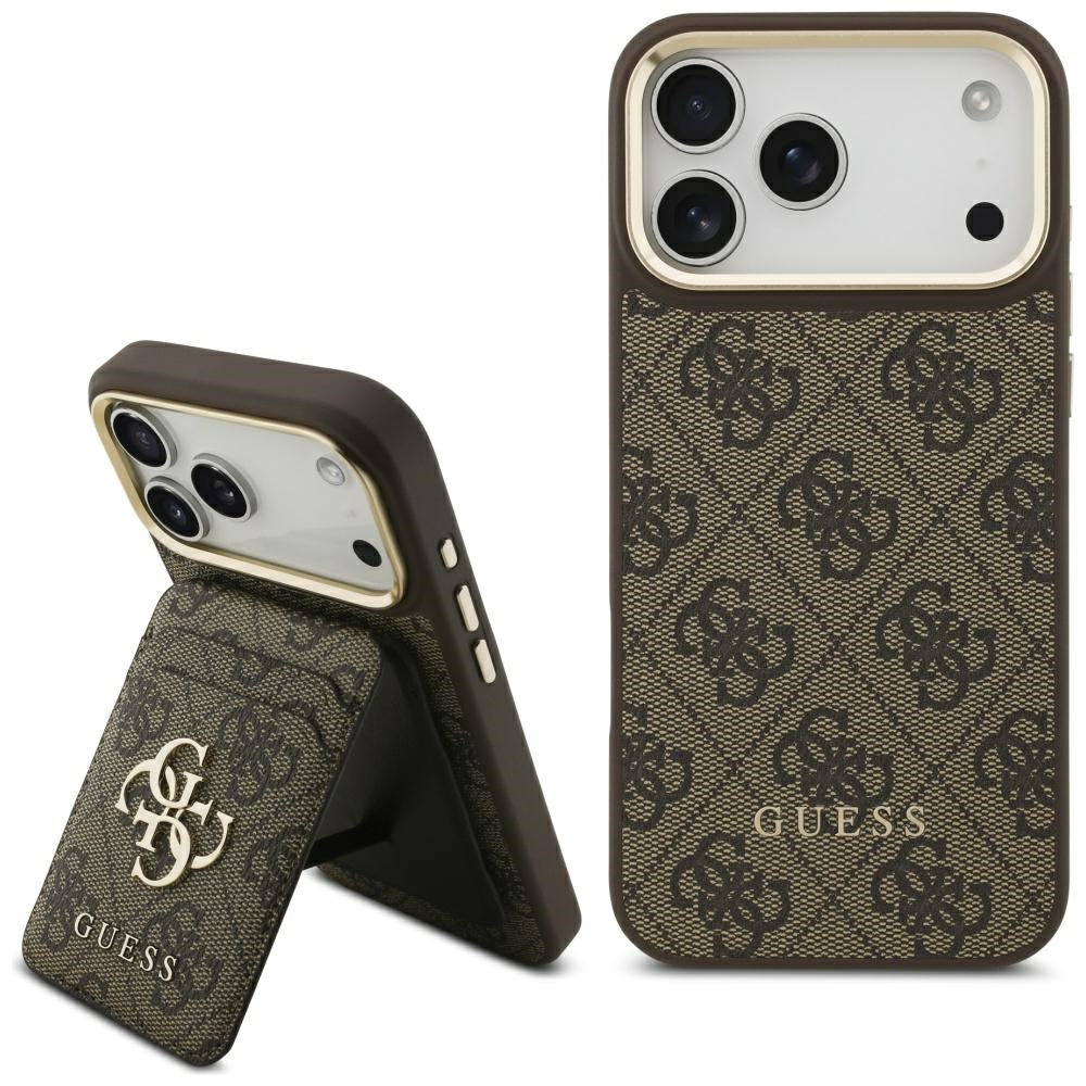 Husa MagSafe pentru Apple iPhone 17 Pro Max, Guess, Cardslot 4G, Maro