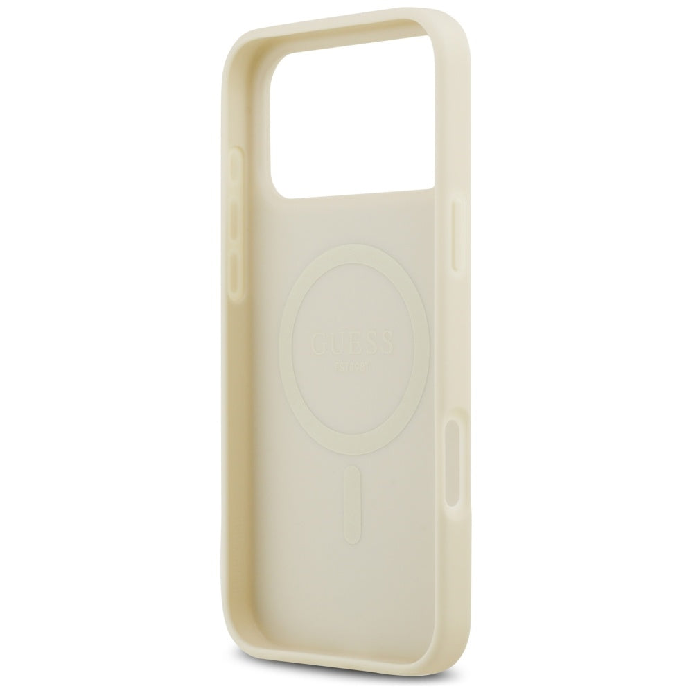 Husa MagSafe pentru Apple iPhone 17 Pro Max, Guess, Croco Triangle Logo, Aurie