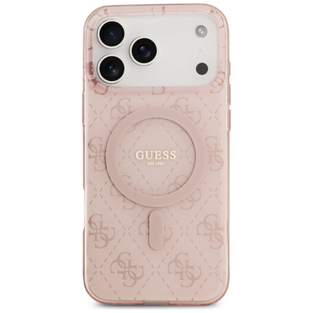 Husa MagSafe pentru Apple iPhone 17 Pro Max, Guess, IML 4G Background, Roz