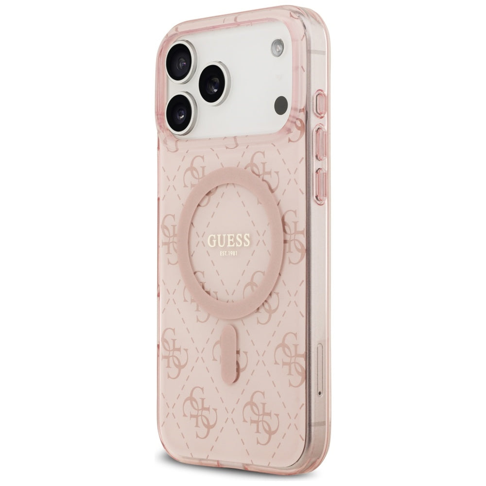 Husa MagSafe pentru Apple iPhone 17 Pro Max, Guess, IML 4G Background, Roz