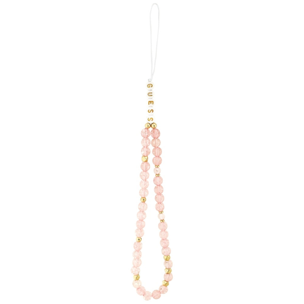 Husa MagSafe pentru Apple iPhone 17 Pro Max, Guess, IML Flowers Allover Electroplated with Pearl Strap, Roz