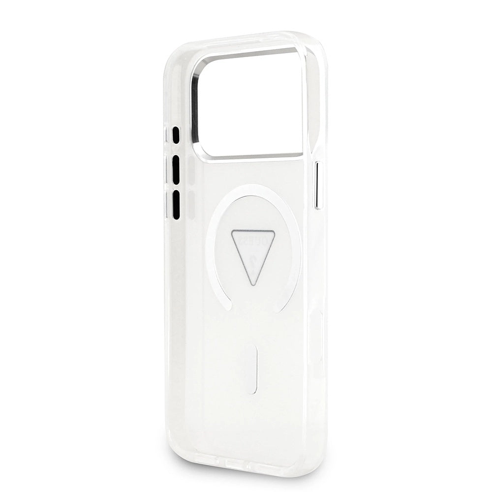 Husa MagSafe pentru Apple iPhone 17 Pro Max, Guess, IML Gradient Triangle Logo, Transparenta