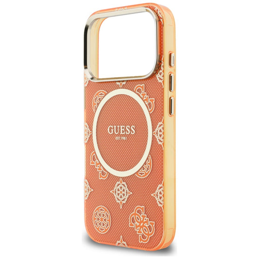 Husa MagSafe pentru Apple iPhone 17 Pro Max, Guess, IML Peony Dot, Portocalie