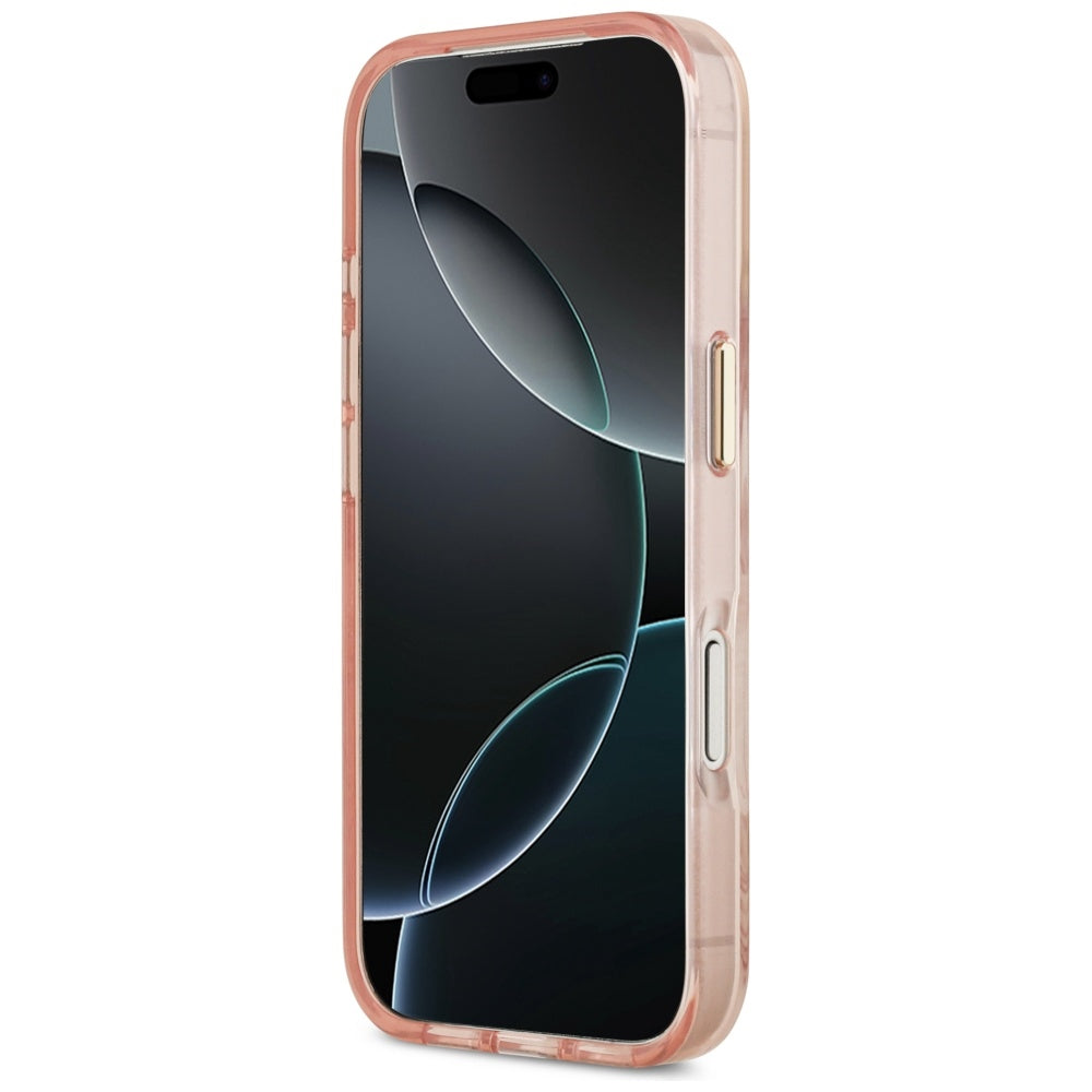 Husa MagSafe pentru Apple iPhone 17 Pro Max, Guess, Jungle Tonal Triangle, Roz