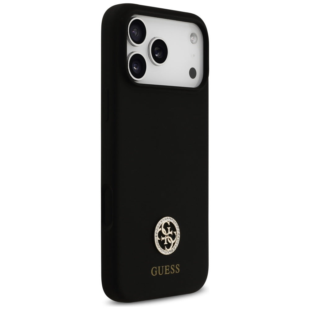 Husa MagSafe pentru Apple iPhone 17 Pro Max, Guess, Logo Strass 4G, Neagra