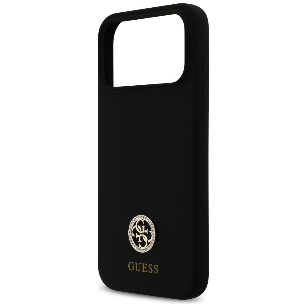 Husa MagSafe pentru Apple iPhone 17 Pro Max, Guess, Logo Strass 4G, Neagra