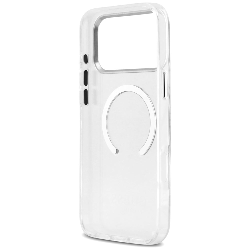 Husa MagSafe pentru Apple iPhone 17 Pro Max, Guess, Metal Outline, Argintie
