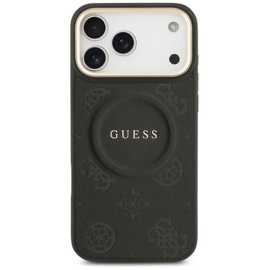 Husa MagSafe pentru Apple iPhone 17 Pro Max, Guess, Peony Hot Stamp, Neagra