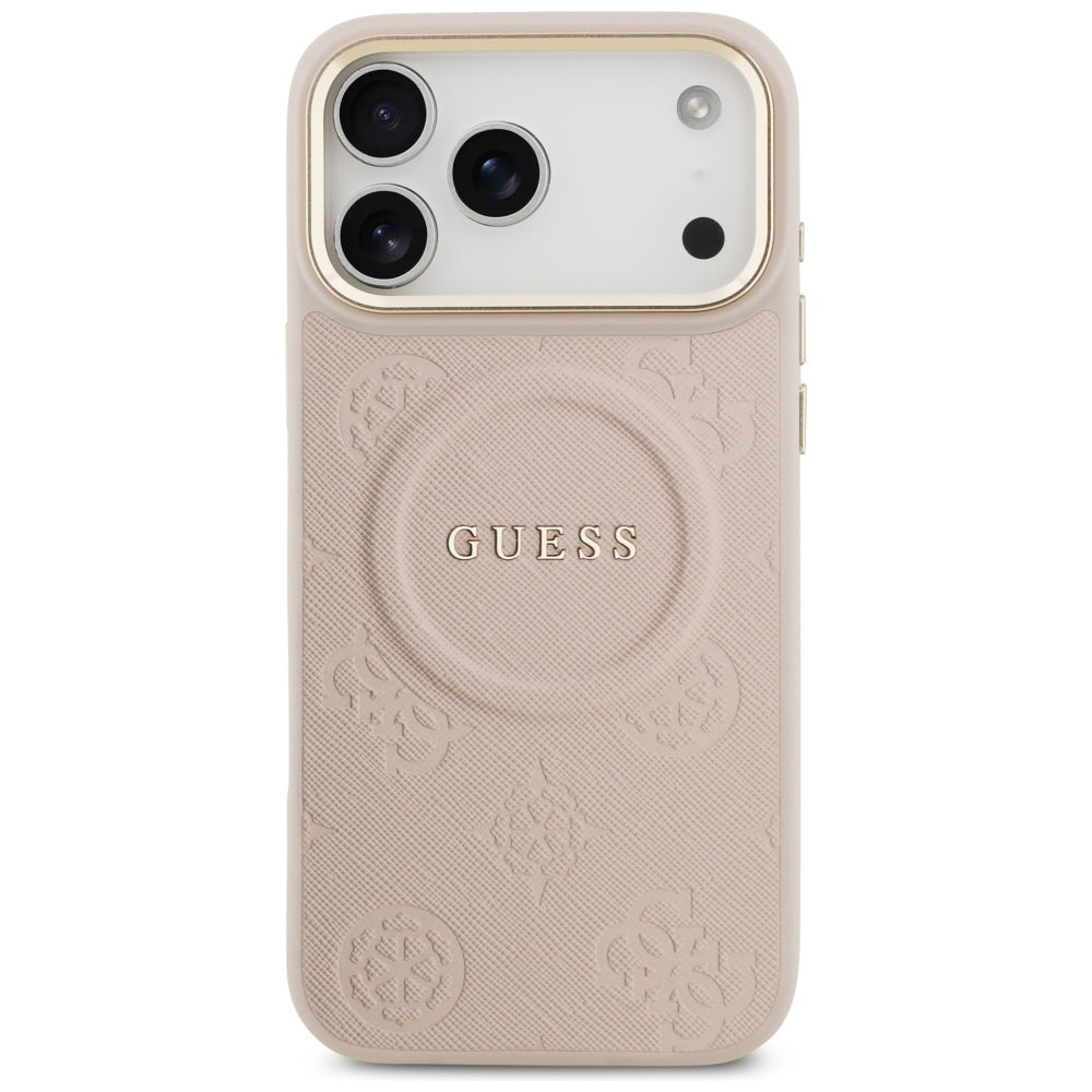 Husa MagSafe pentru Apple iPhone 17 Pro Max, Guess, Peony Hot Stamp, Roz