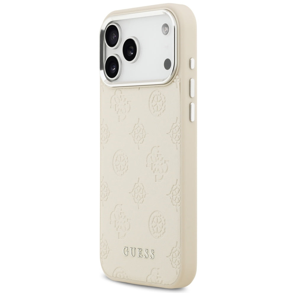 Husa MagSafe pentru Apple iPhone 17 Pro Max, Guess, Peony Hot Stamp Script, Bej