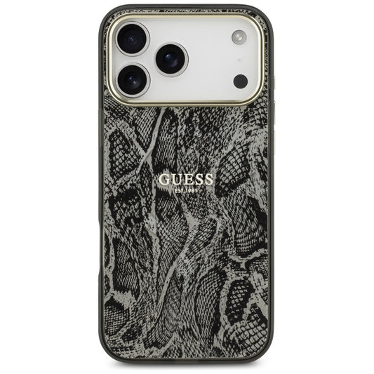 Husa MagSafe pentru Apple iPhone 17 Pro Max, Guess, Python Pattern, Neagra