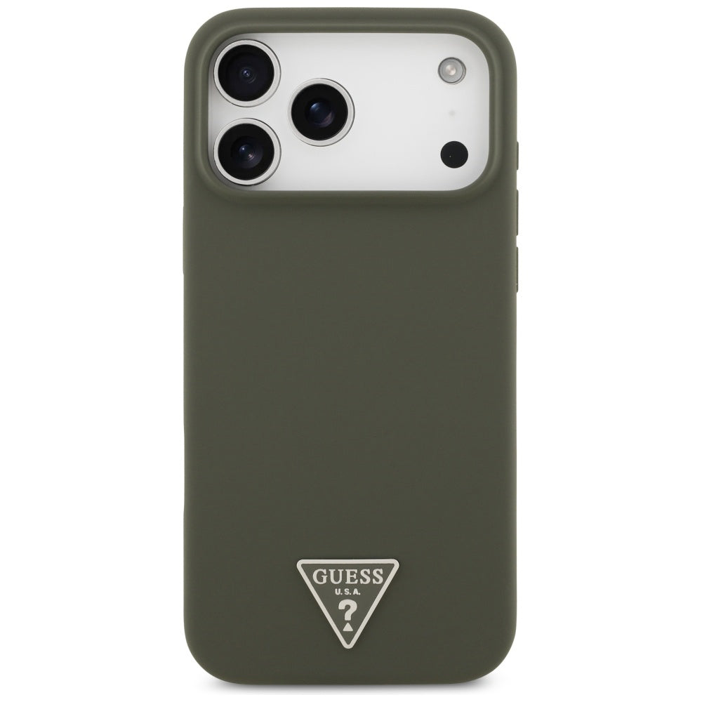 Husa MagSafe pentru Apple iPhone 17 Pro Max, Guess, Triangle Logo, Kaki