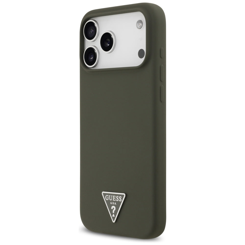 Husa MagSafe pentru Apple iPhone 17 Pro Max, Guess, Triangle Logo, Kaki