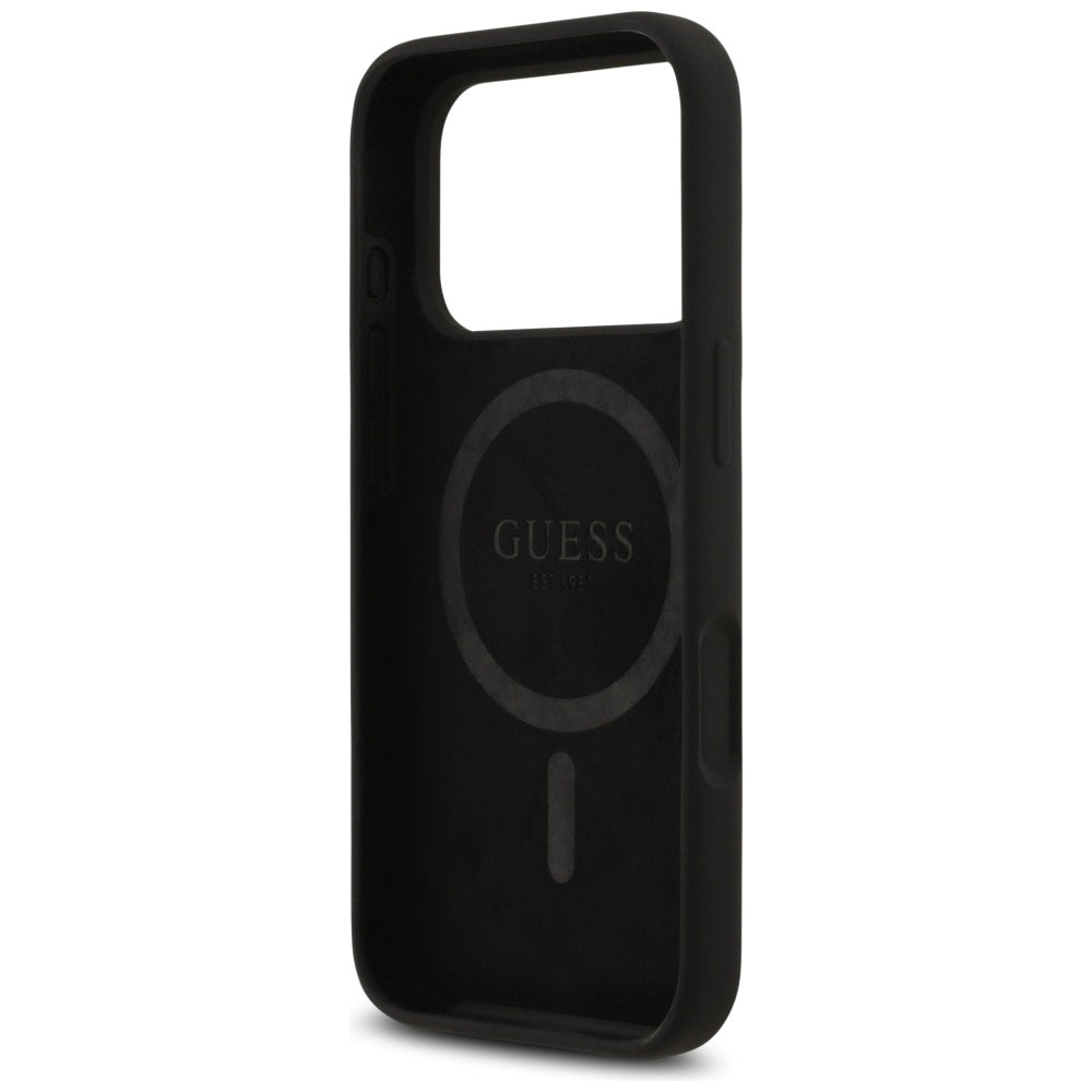 Husa MagSafe pentru Apple iPhone 17 Pro Max, Guess, Triangle Logo, Neagra