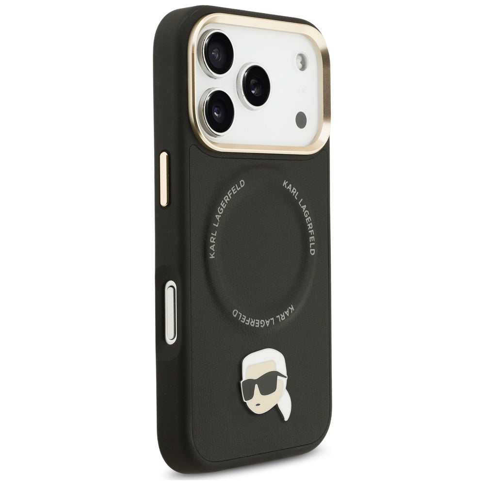 Husa MagSafe pentru Apple iPhone 17 Pro Max, Karl Lagerfeld, Big Strap Karl Metal Logo, Neagra