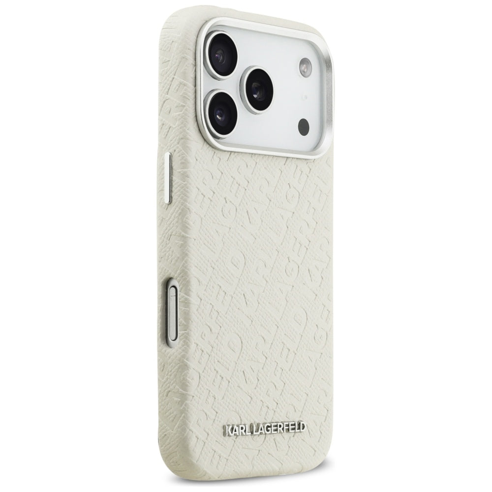Husa MagSafe pentru Apple iPhone 17 Pro Max, Karl Lagerfeld, FW Stamped Karl, Bej