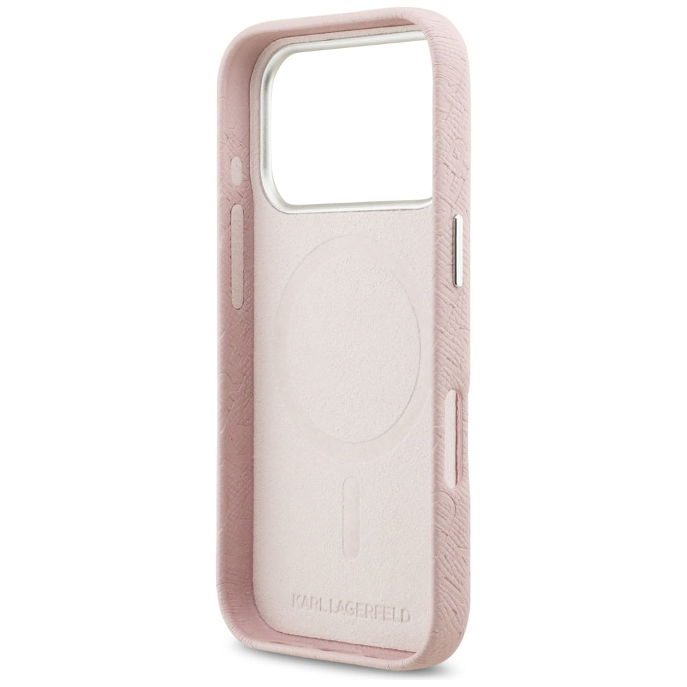 Husa MagSafe pentru Apple iPhone 17 Pro Max, Karl Lagerfeld, FW Stamped Karl, Roz