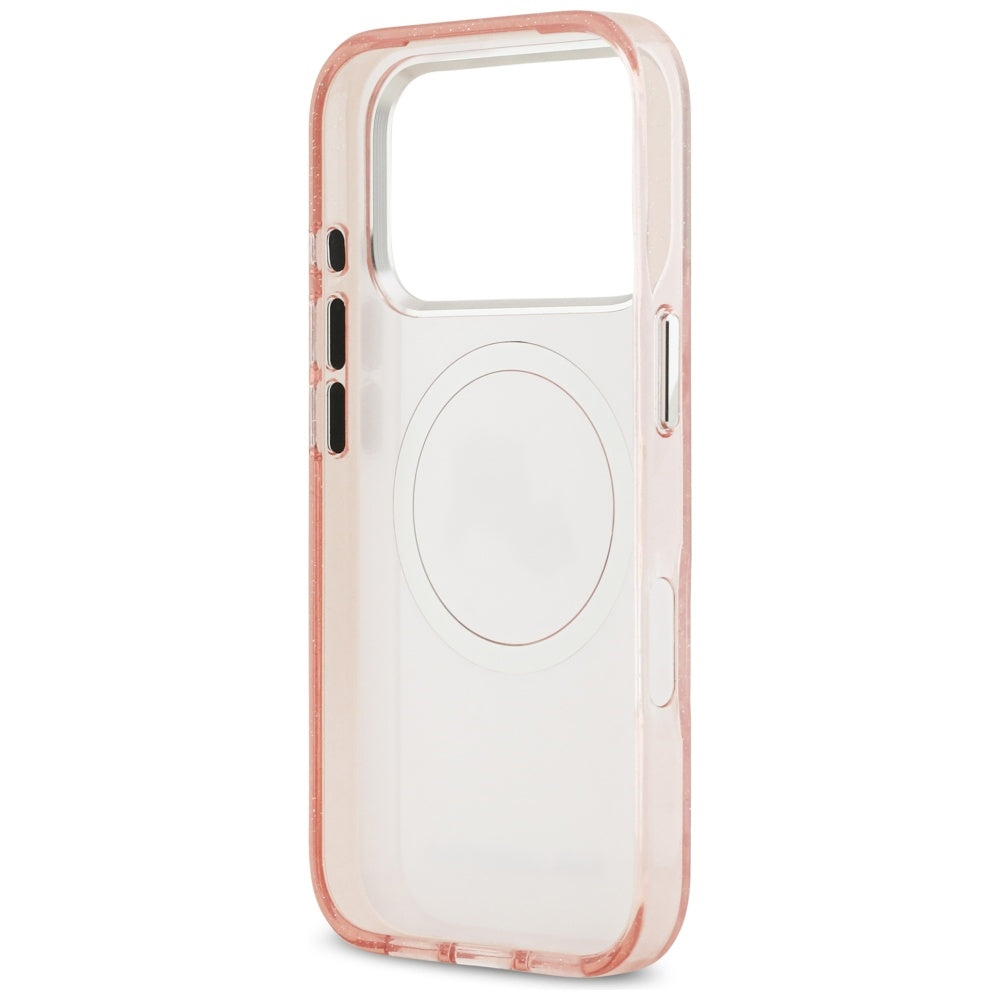 Husa MagSafe pentru Apple iPhone 17 Pro Max, Karl Lagerfeld, Glitter Karl & Choupette Head, Roz