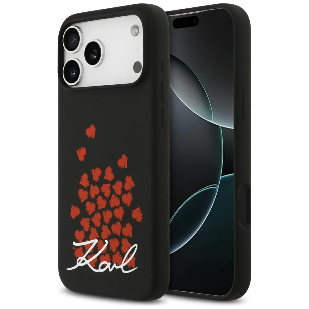 Husa MagSafe pentru Apple iPhone 17 Pro Max, Karl Lagerfeld, Heart Sign Logo, Neagra