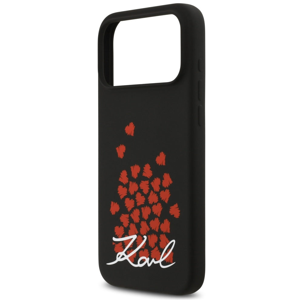 Husa MagSafe pentru Apple iPhone 17 Pro Max, Karl Lagerfeld, Heart Sign Logo, Neagra