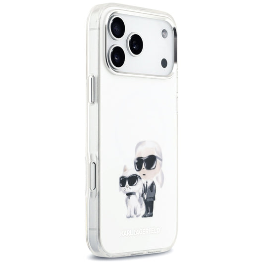 Husa MagSafe pentru Apple iPhone 17 Pro Max, Karl Lagerfeld, IML Aquarelle Logo Karl & Choupette, Alba