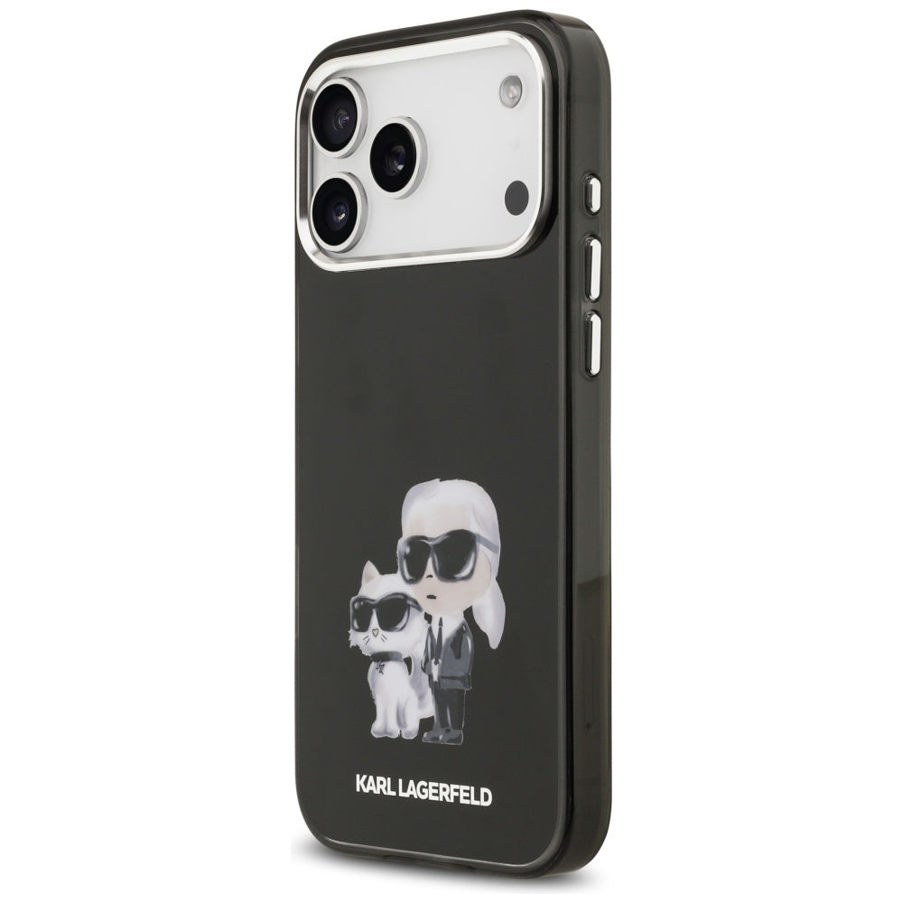 Husa MagSafe pentru Apple iPhone 17 Pro Max, Karl Lagerfeld, IML Aquarelle Logo Karl & Choupette, Neagra