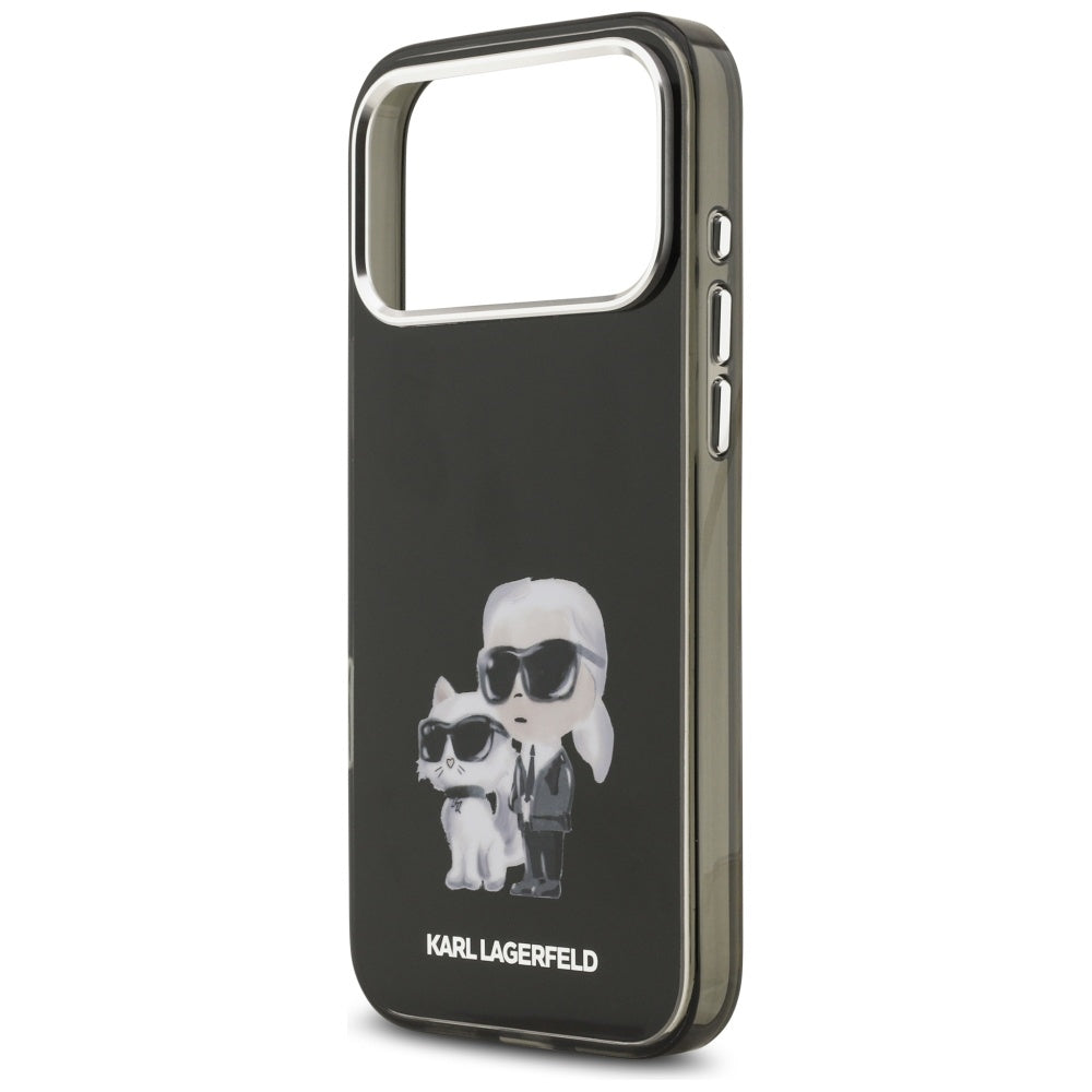 Husa MagSafe pentru Apple iPhone 17 Pro Max, Karl Lagerfeld, IML Aquarelle Logo Karl & Choupette, Neagra
