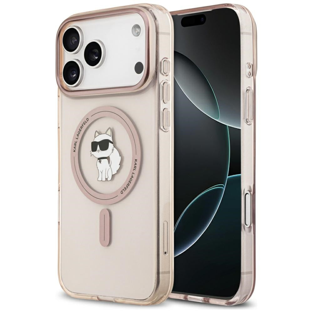 Husa MagSafe pentru Apple iPhone 17 Pro Max, Karl Lagerfeld, IML Choupette, Roz