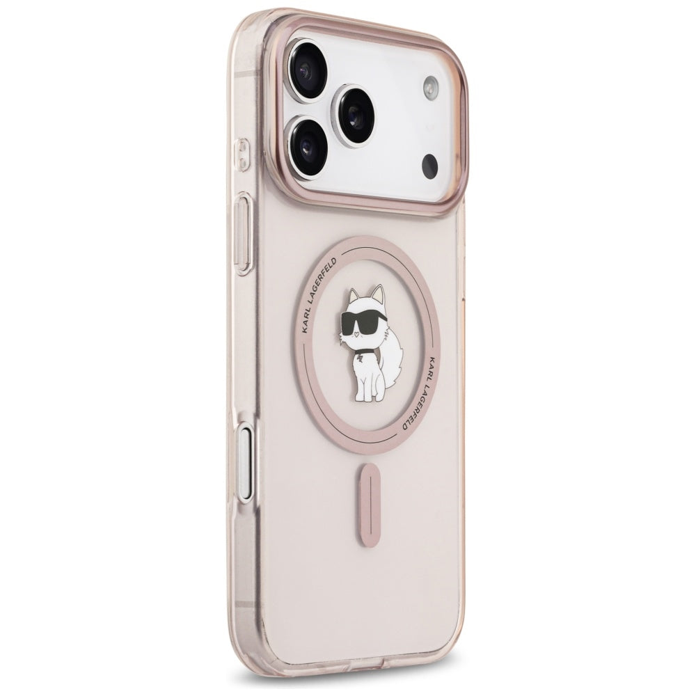 Husa MagSafe pentru Apple iPhone 17 Pro Max, Karl Lagerfeld, IML Choupette, Roz