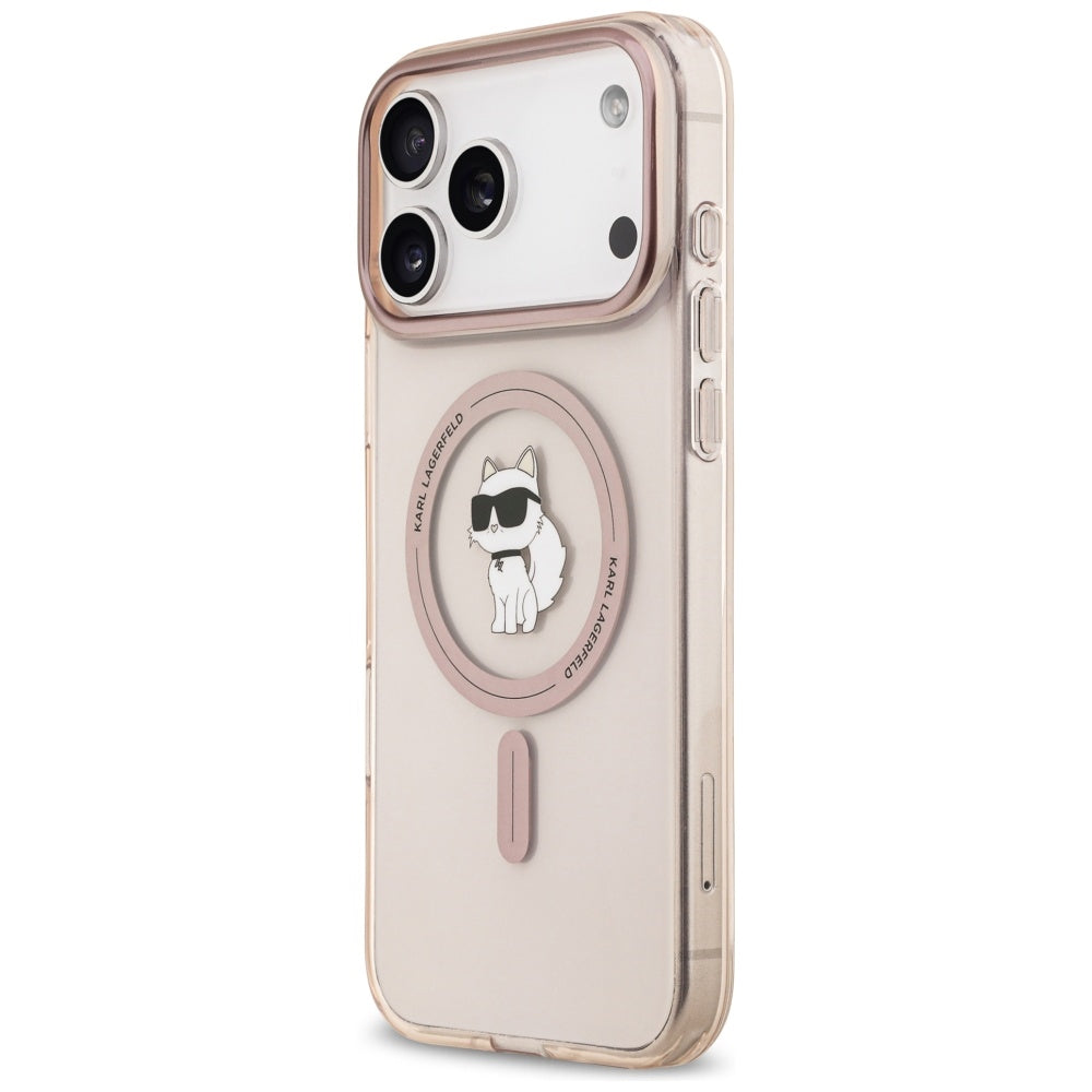 Husa MagSafe pentru Apple iPhone 17 Pro Max, Karl Lagerfeld, IML Choupette, Roz