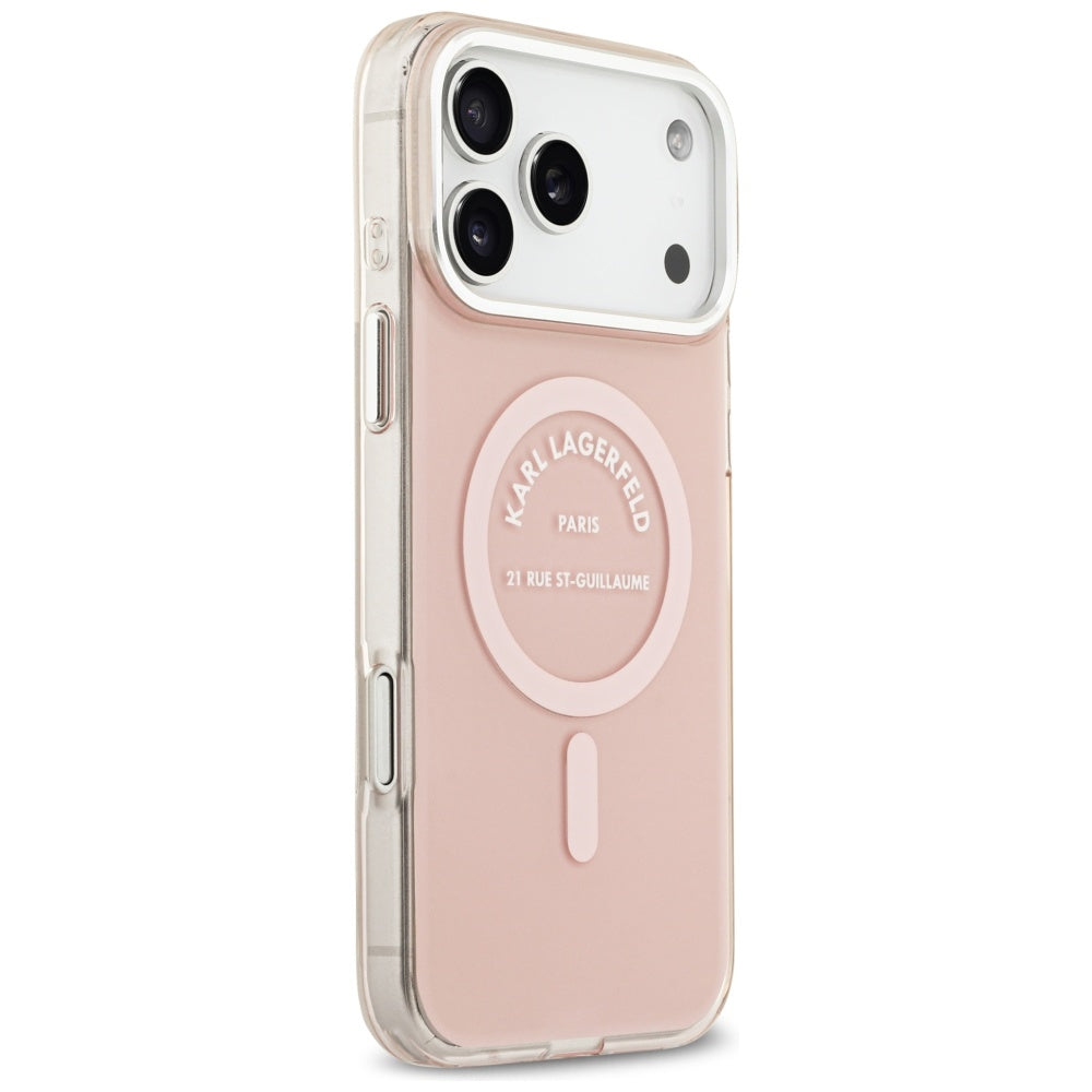 Husa MagSafe pentru Apple iPhone 17 Pro Max, Karl Lagerfeld, IML Logo RSG, Roz